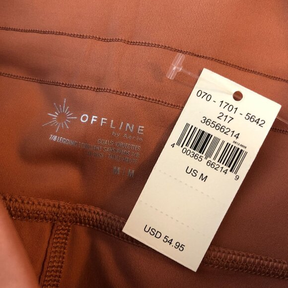 Offline By Aerie Goals 7/8 Legging Hi Rise Drawstring Colorblock Brown & Blue M - Picture 4 of 5